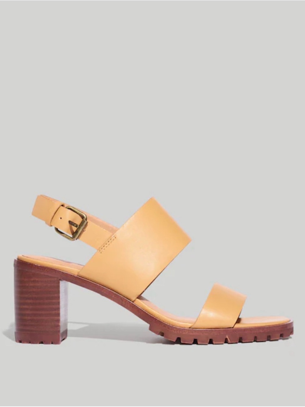 Madewell The Kiera Lugsole Sandal ND958 Leather Tan Block Heel Size 9 New
